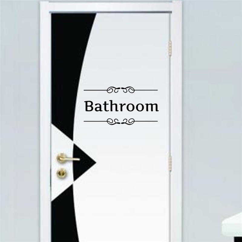 Product] Tekst Muurstickers Wc Badkamer Deur Vinyl Klassieke Zwart Wit Decorationl Art Stickers