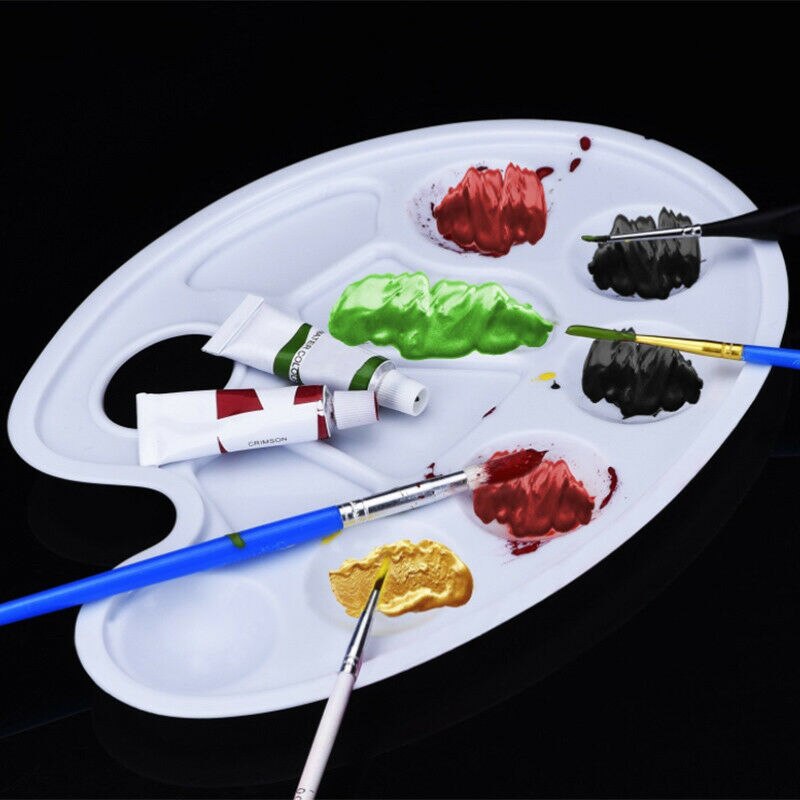 White Paint Palette Pigment Mixing Tray Artist Painting Palette with Thumb for Oil Watercolour Painting Pallet Painting Tool