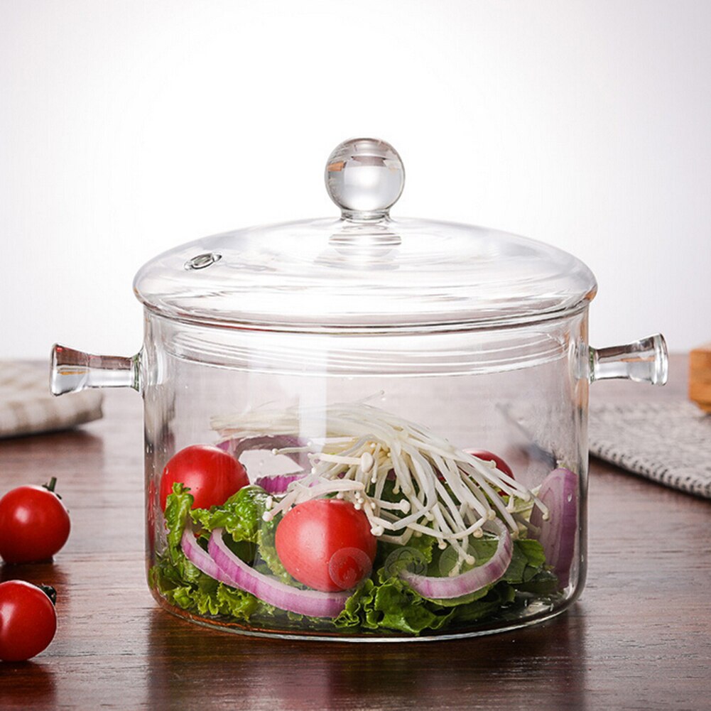 1300ml värmebeständigt glas soppkruka stockpot transparent soppkokare koka vatten snabbnudlar grötkokare stock pot med