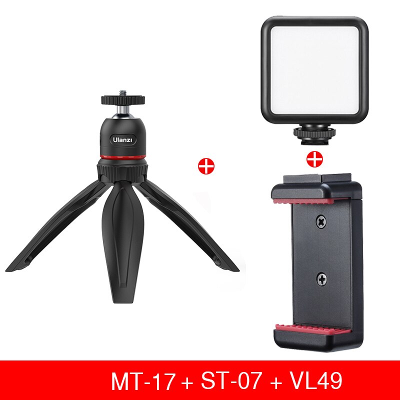Ulanzi-Mini trípode MT-17 con rotación de 360 grados, trípode ajustable para Smartphone, Vlog, GoPro 9, con tornillo 1/4, monopié: MT-17 add ST-07 VL49
