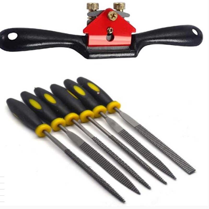 ¡Oferta! Set de limas de 6 uds de SpokeShave ajustables de 10 pulgadas, Lima de mano, raspa, herramienta de mano de trabajo de madera para artesanía de madera, trabajo de madera