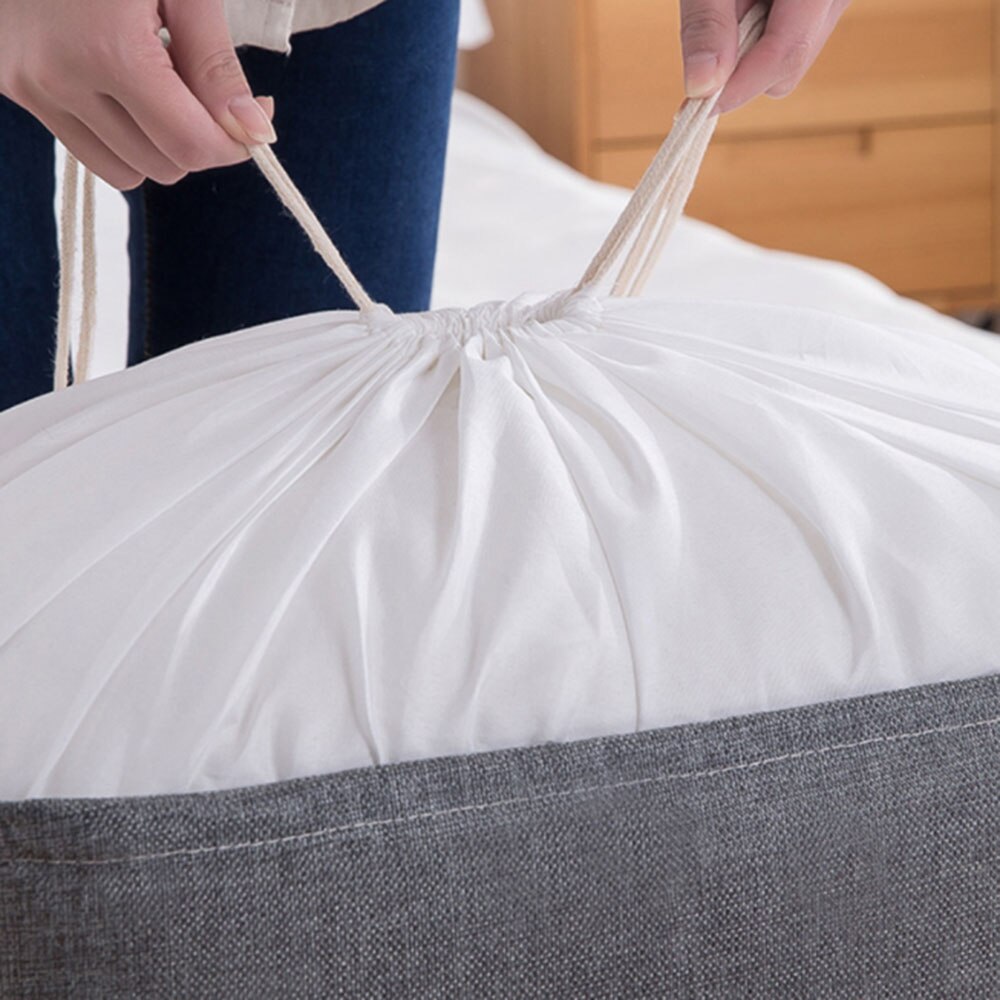 Foldable Storage Laundry Hamper With Drawstring Cover Water-Proof Linen Toy Clothes Storage Basket