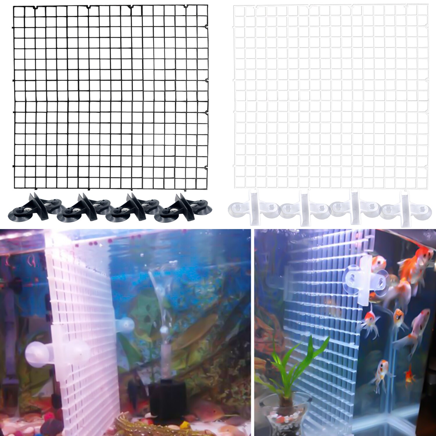 Aquarium Fish Tank Plastic Scheiding Divider Board Fry Segregatie Fokker Netto Met 4 Stuks Zuignappen 30X30Cm
