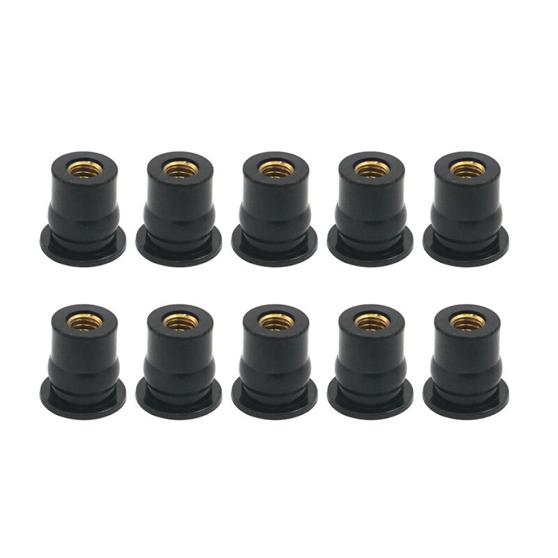 10 stykke universal motorcykel  m6 6mm gummi brønd møtrik forrude vindskærm kåbe brønd møtrik bolte skrue 1/2 &quot; wellnut: Default Title