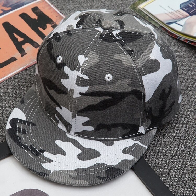 Camo Camouflage Baseball Cap Hip Hop Hoed Platte Snapback: Grey