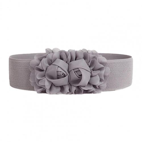 Waist Belt Ladies Wide Belt Women Girl Wide Stretch Elastic Waist Belt Solid Color Flower Waistband All-Match: Light Gray