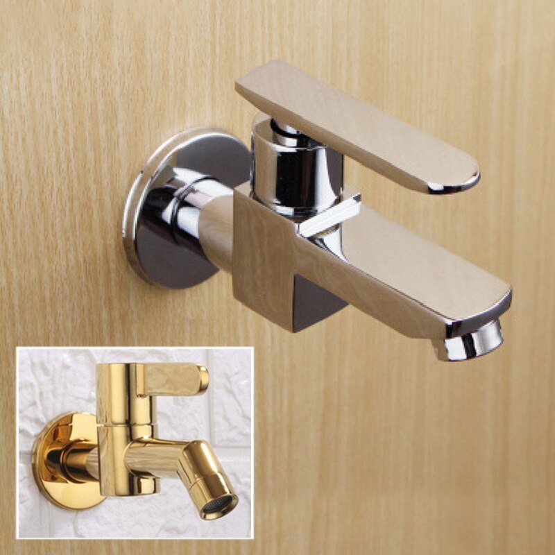 Grifos fríos individuales para baño y hogar, llave de baño de latón para montaje en pared, grifo decorativo para jardín al aire libre, negro, apertura rápida, wc