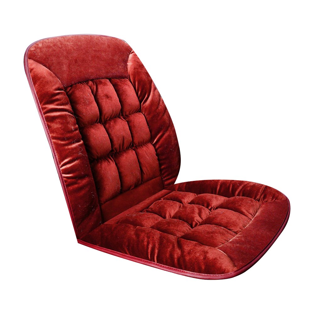 Universal Plush Car Seat Cover Warm Lattice Style Auto Front Back Backrest Seat Cushion Pad Car Winter Interior 4 Seasons 2pcs: Red-1pcs
