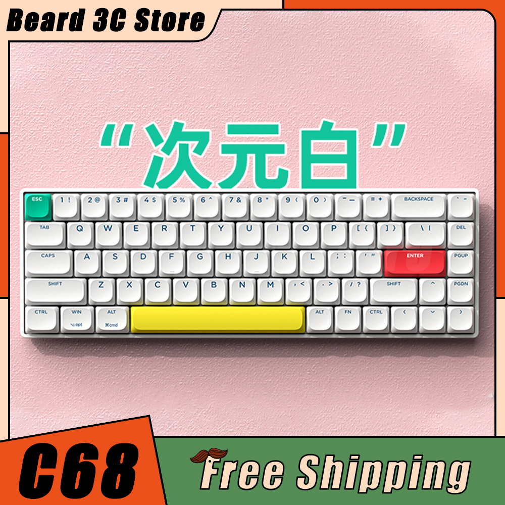 Xinmeng-Clavier mécanique C68 Bluetooth à profil bas, clavier de bureau RVB remplaçable à , trois modes, iPad, tablette, PC, joueur