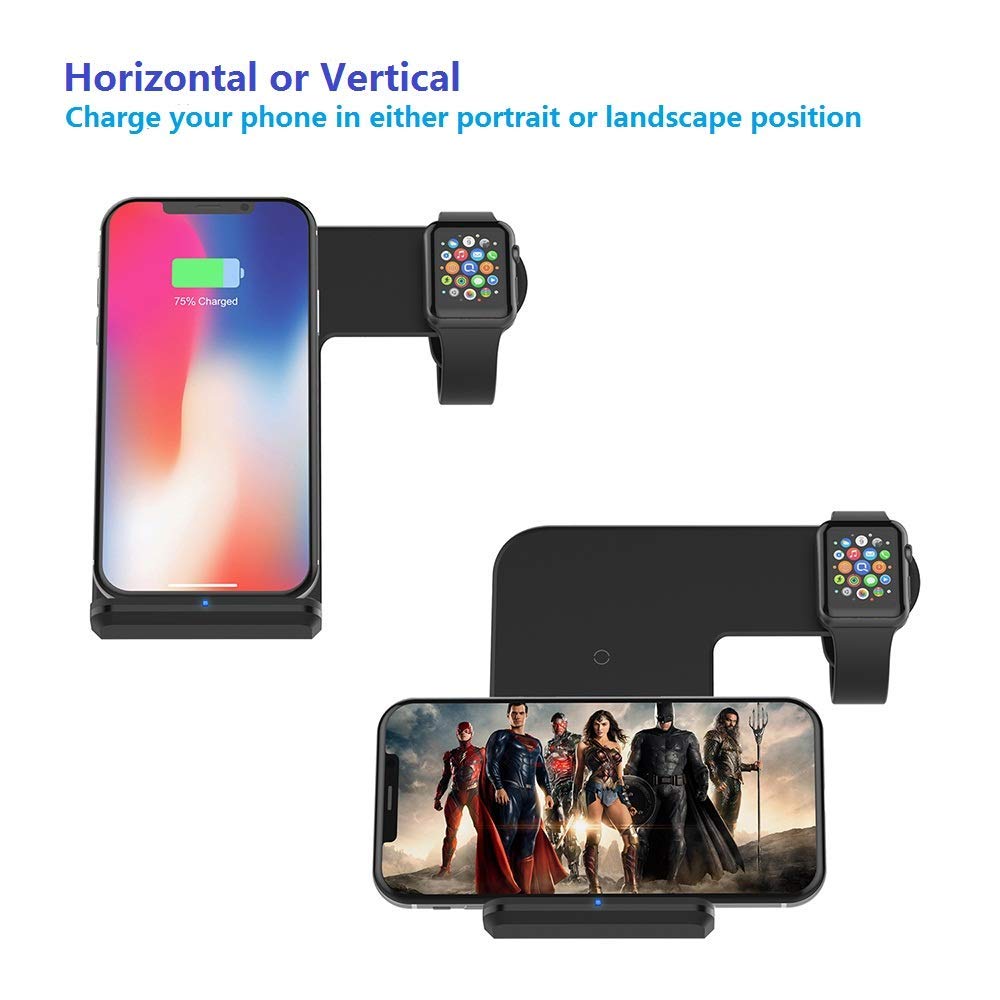 Qi Draadloze Oplader Telefoon Horloge Snel opladen mobiele houder Voor Apple Horloge 3 2 1 Voor iphone XS MAX XR X 8 Plus Samsung S9 S8
