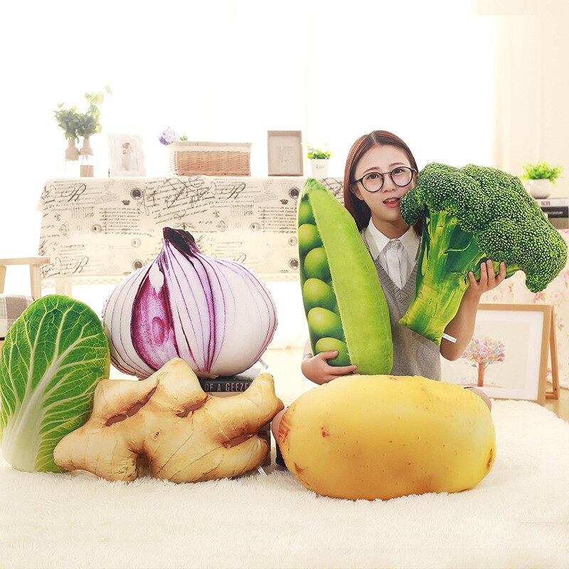 Creatieve Simulatie Fruit Pluche Kussen Gevulde Groenten Kool Broccoli Aardappel Ui Grappige Sofa Zitkussen Decoratieve