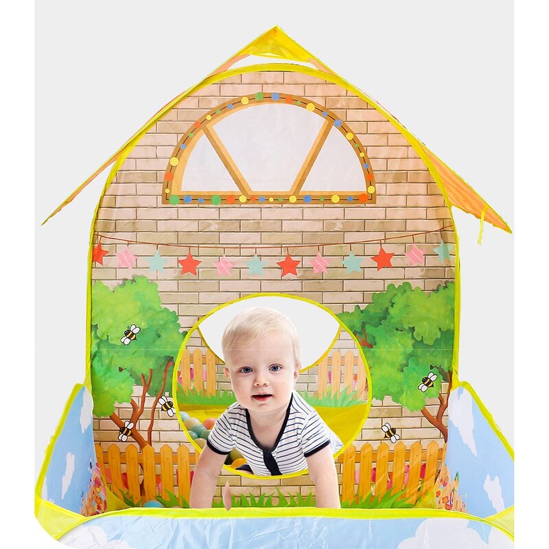 Kids Children Tent House with Courtyard Garden Crawling Folding Tent House Boys Girls Play Tent Ball Pool