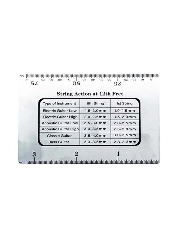 Guitar metal string pitch measurement ruler classical electric guitar tuning neck wrench string height caliper tool ruler 1PC
