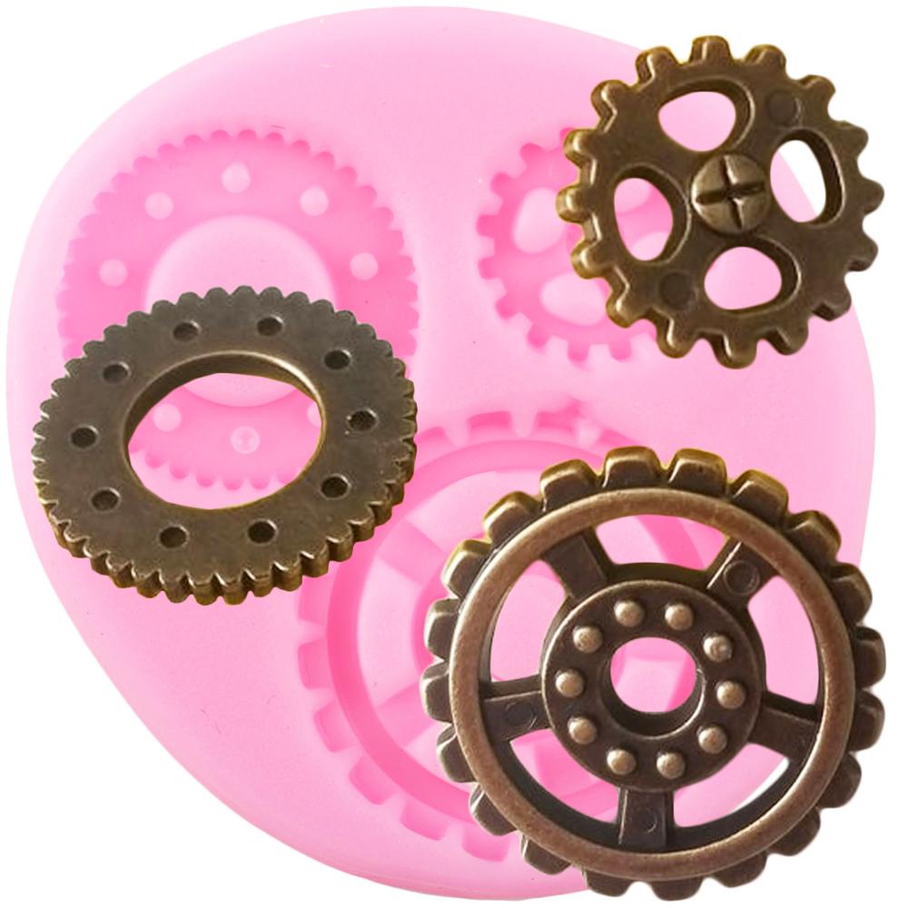 Moldes de silicona Steampunk de engranajes estilo Industrial para cupcakes de cumpleaños y bebés, utensilios para decoración de tortas con Fondant, moldes de caramelo de arcilla