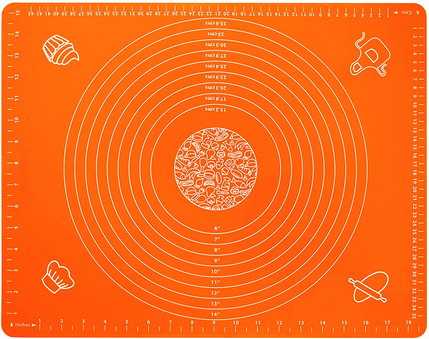 Silicone Baking Mat for Pastry Rolling Dough with Measurements Table Sheet Baking Supplies for Bake Pizza Cake Board: orange / 50x40cm