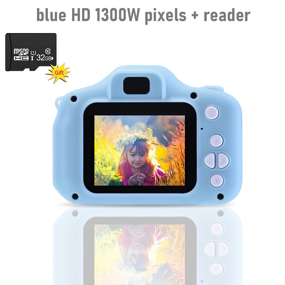 TRAVOR – Mini appareil Photo numérique HD 1080P pour enfants, jouets pour enfants, caméscope vidéo DV, , carte TF de 32 go: Blue 1300W pixels