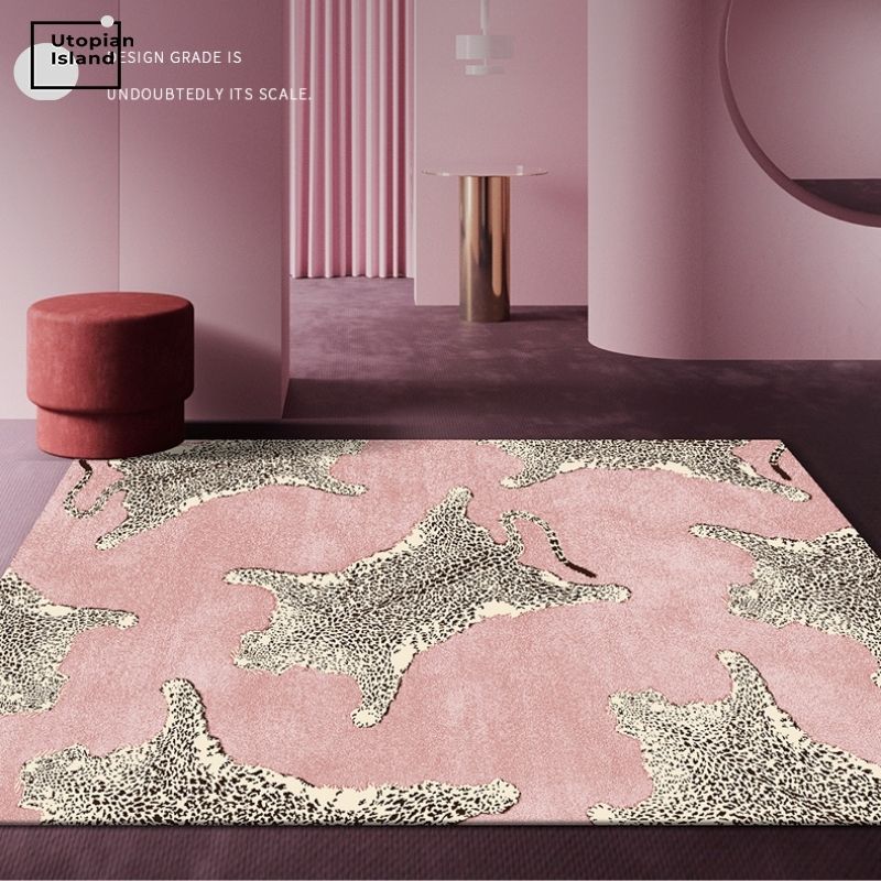 Leopard Carpet Soft Bedroom Carpet Nordic Plush Carpet Hair Baby Rugs Furry Babi Play Mat Pink Fluffy Carpets For Living Room