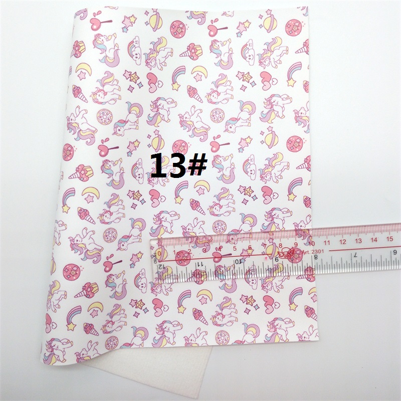 Unicorn Printed Synthetic Leather Faux Fabric Sheets Felt Backing Leather Sheets For Accessories Bows 21X29CM GM2167A: 13