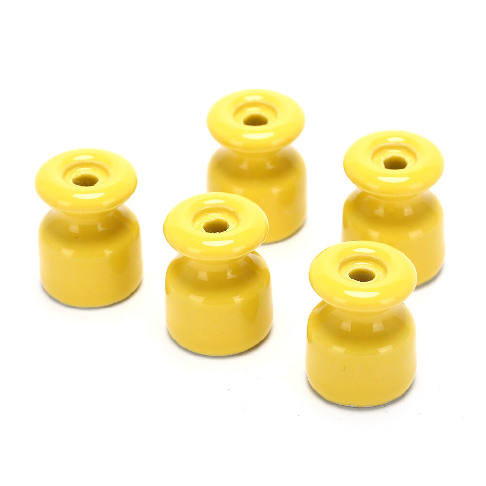 5pcs/lot Porcelain Insulator for Wall Wiring Ceramic Insulators High Frequency Electric Porcelain Ceramic Insulator: Yellow