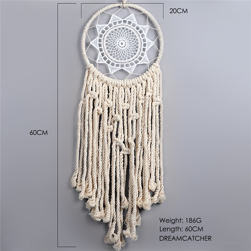 Macramé nórdico atrapasueños tapiz decoración de habitación decoración de granja hecho a mano atrapasueños: A
