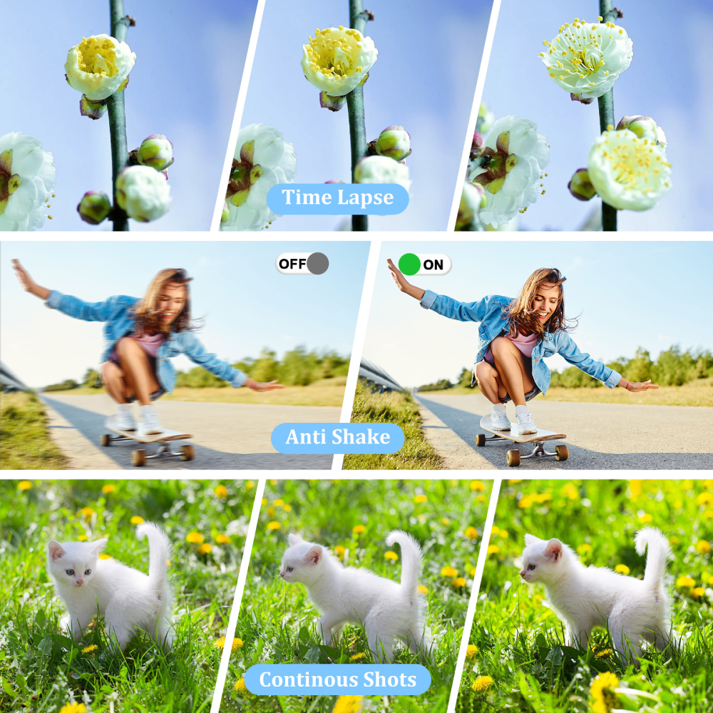 Cámara digital 4K Cámara Vlogging con enfoque automático con lente delantera y trasera, tarjeta de 32 GB, cámara selfie con zoom digital de 48 MP y 16X, negro, blanco