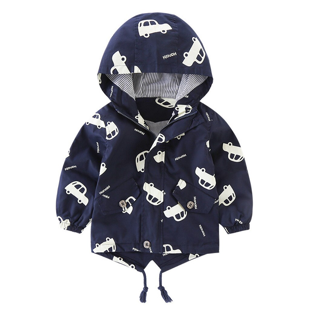 Pasgeboren baby kleding baby jassen en jassen Peuter Kids Jongens Meisjes Leuke Cartoon Hooded Warm baby Jas Jas winter Uitloper: Marineblauw / 18m