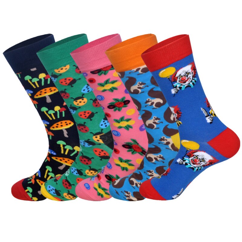 Nedenunder 5 par/parti efteråret ankom skateboarding sokker mænd kunst britishstyle streetwear hip hop calcetines: Lod g