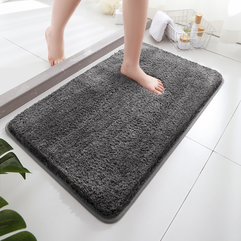 Alfombra de suelo de felpa gruesa suave y cómoda, alfombra de baño, Alfombra de dormitorio, Alfombra de sala de estar, alfombra de baño absorbente y antideslizante, hom: Negro / 400 mm x 600 mm