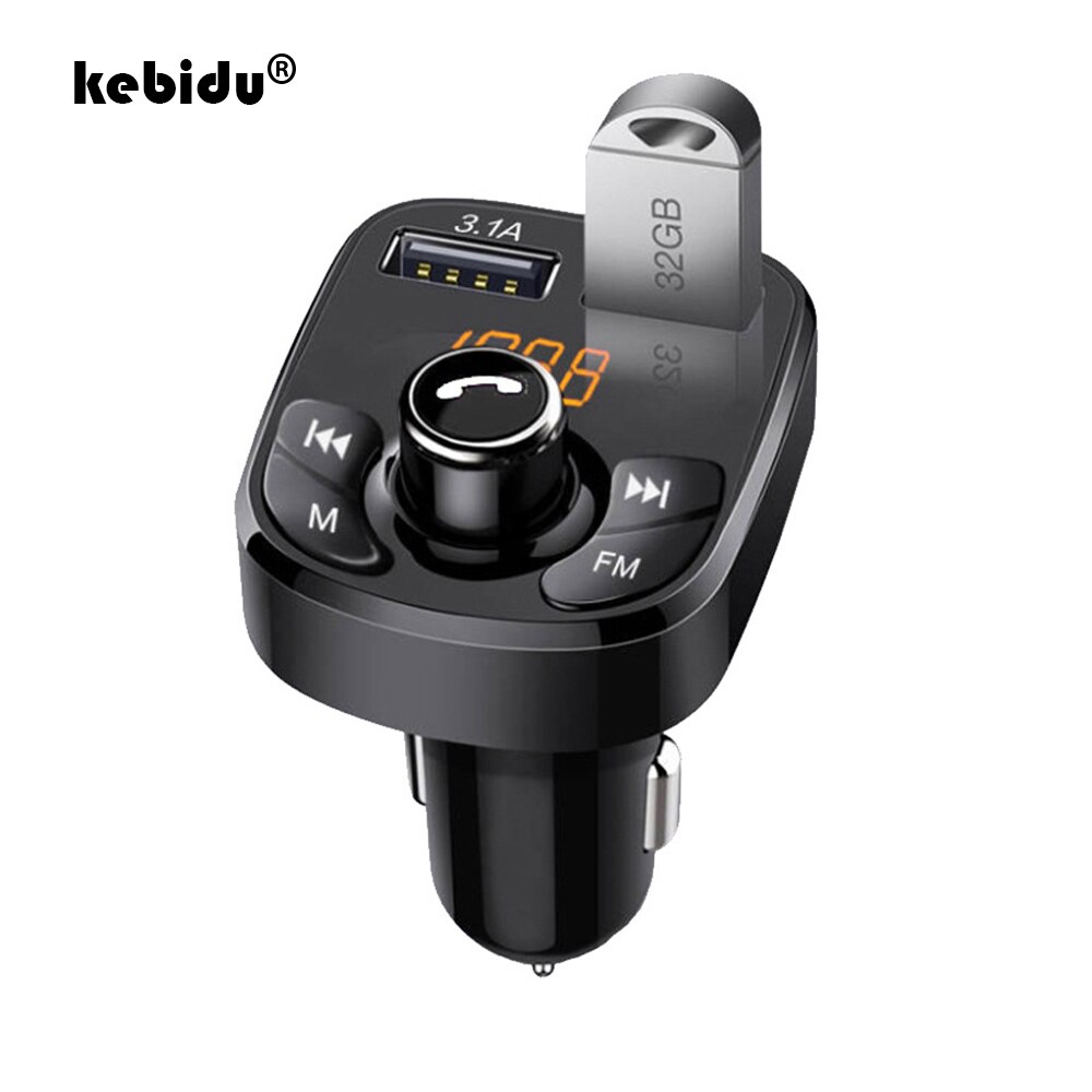 Kebidu Fm-zender Dual Usb Telefoon Oplader Car Kit Handsfree Bluetooth 5.0 Ondersteuning Usb Aux Muziek Play Fm Modulator