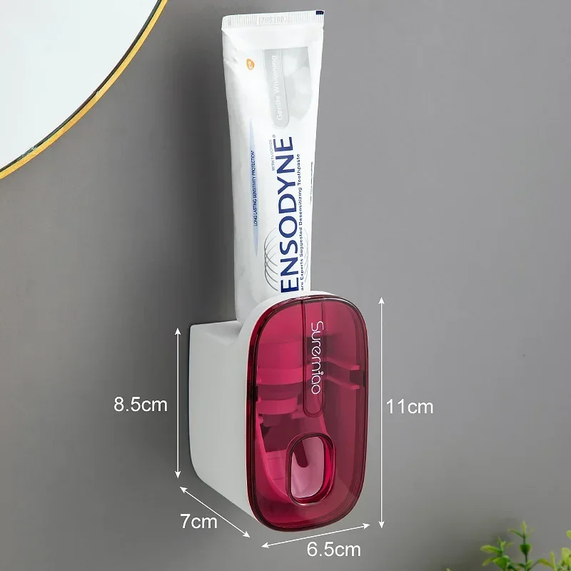 Distributeur automatique de dentifrice mural, presse-dentifrice, porte-brosse à dents domestique, gadgets paresseux, accessoires ménagers,: Rouge