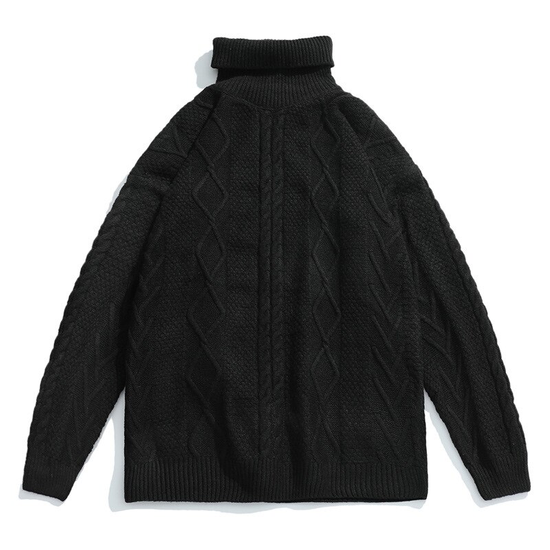 Pull Jacquard à motif Argyle pour homme, pull classique à manches longues et col roulé, Style japonais, ample, en tricot, collection automne-hiver, H4038: H4038 Black / XXL