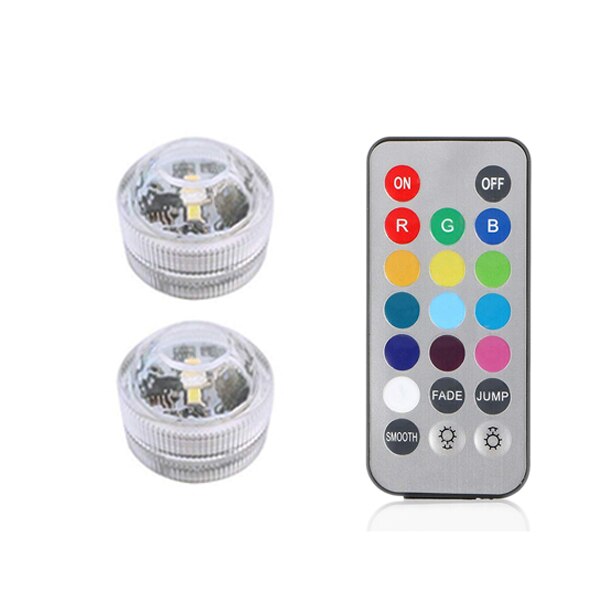 RGB Submersible LED Lights Battery Operated IP68 Waterproof Underwater Light for Pond Swimming Pool Fish Tank Wedding Party lamp: 2 lamp 1 controller