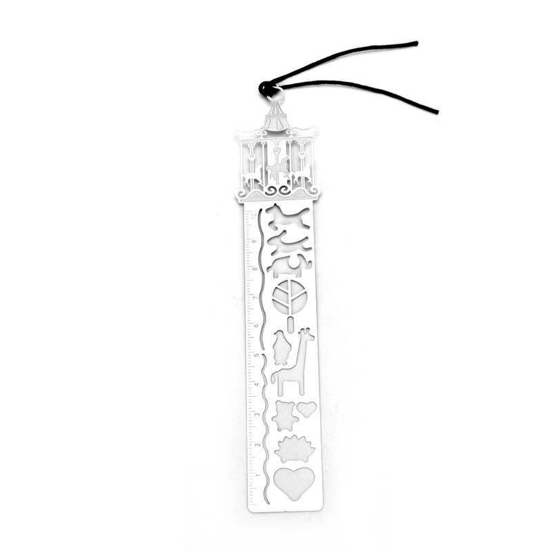 1pc Cartoon bird fish metal bookmark with ruler: 1