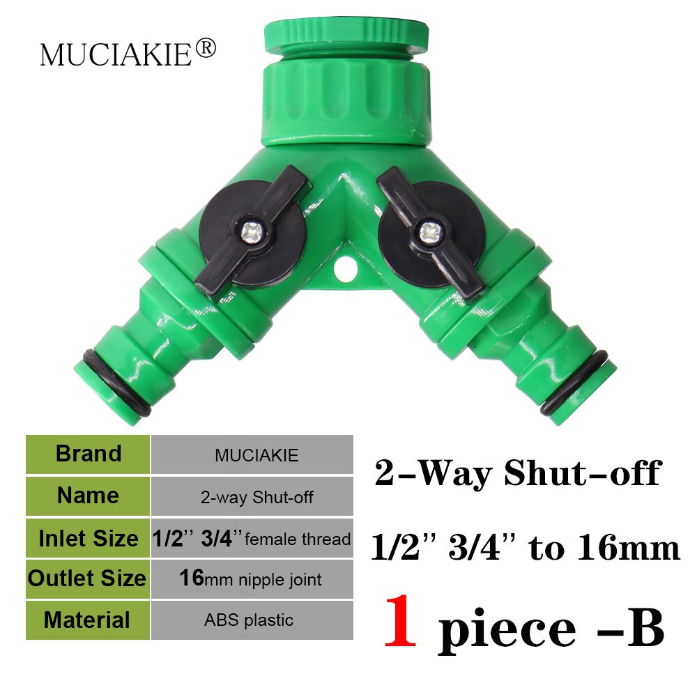 MUCIAKIE 13 Arten Garten Wasserhahn Anschlüsse 2-Weg 1-Weg 4-Weg, Wasser Splitter für Hause garten Tippen Wasserhahn Waschmaschine: B-1pc