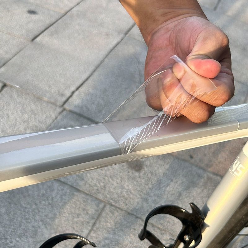 10m cykler gennemsigtigt beskyttende klistermærke tyk ridsefast cykeltapefilm cykelstel sikkerhedsbeskytter