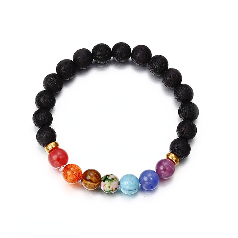 Pulsera de chacras con cuentas de piedra Natural de colores para mujer, brazalete de ágata turquesa, pulsera redonda de 8 Mm, elástica, nueva: Style 5