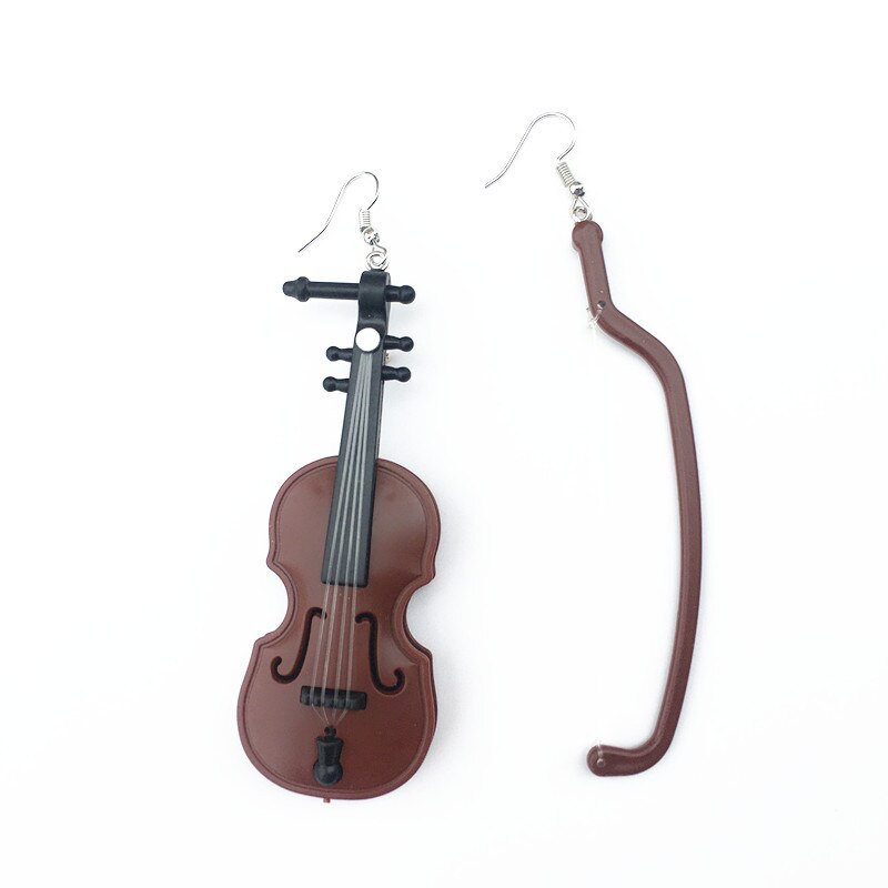 Nova chegada engraçado diy artesanal irregular violino gota brincos feminino retro instrumento musical balançando brincos vintage brincos