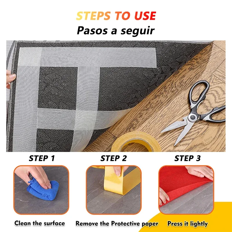 Cinta adhesiva de doble cara de fijación súper fina, malla translúcida resistente, impermeable, sin rastro, potente cinta para alfombras de rejilla