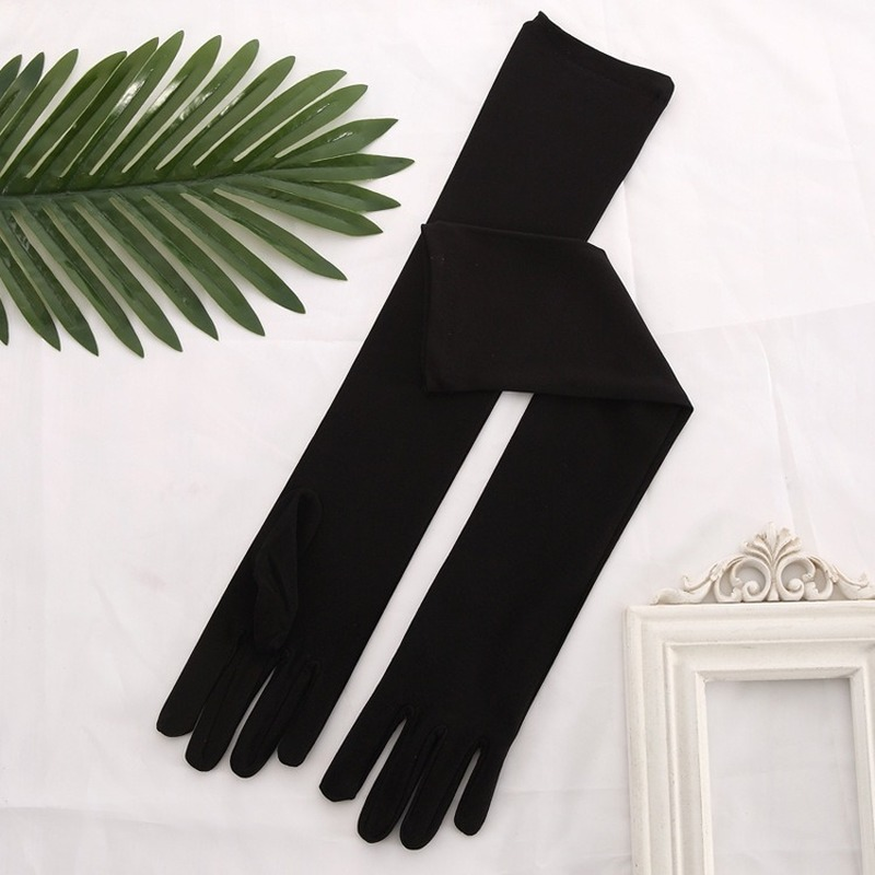 Guantes De boda largos para mujer, manoplas De satén para baile, color rojo, negro, blanco, marfil y rosa, 45CM De longitud