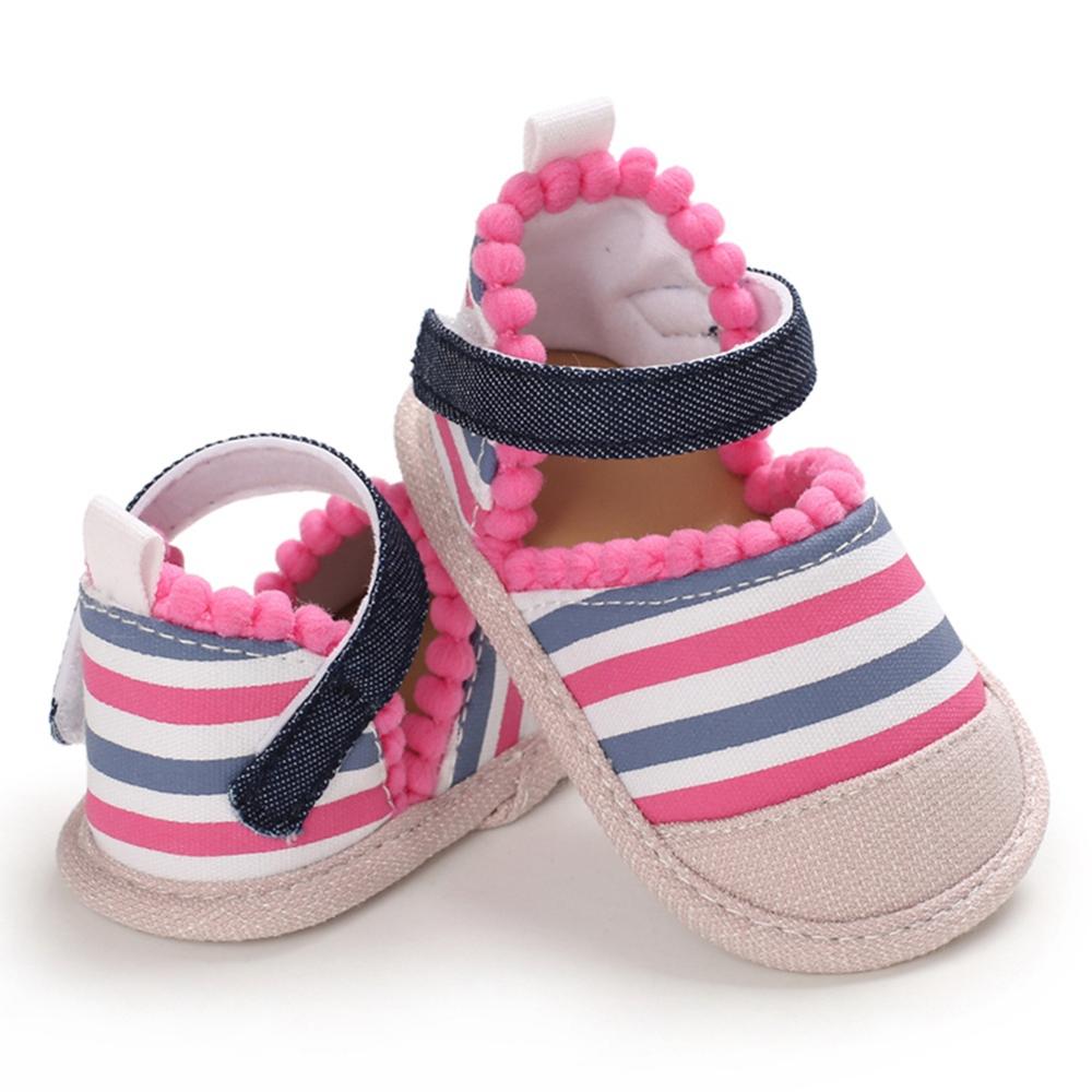 Sommer Baby Mädchen Baumwolle Stoff Atmungsaktiv Anti-Slip Gestreiften Sandalen