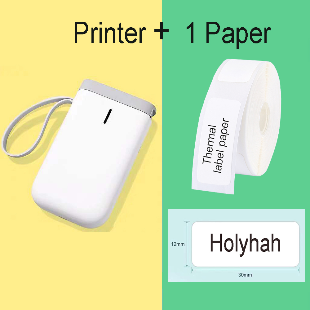Mini langaton tarratulostin kannettava taskutarratulostin kannettava bluetooth lämpötarratulostin kotikäyttöön toimistotulostin  d11: Tulostin 1 paperivalkoinen