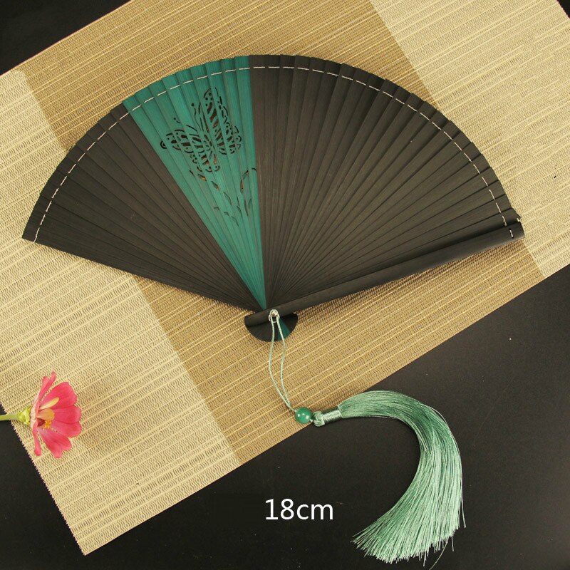 Japanse Stijl Retro Bamboe Hand Fan Klassieke Kant Ventilador Draagbare Zomer Dame Kleine Vouwen Fan Chinese Vrouwen Hand Fans: Khaki
