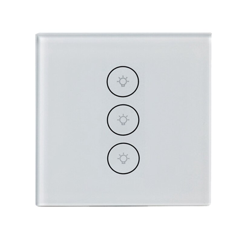 EU Smart Light Switch, 3 Gang 1 Way Wifi APP Remote Control Wall Press Switch, Tempered Glass Press Sn AC 100-240V: Default Title