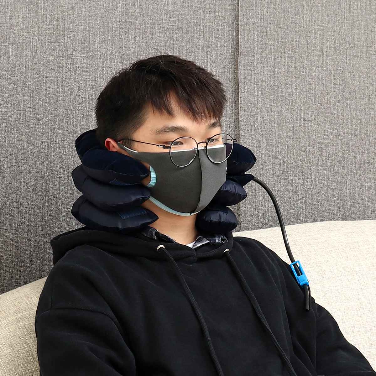 Neck Tractor Inflatable Air Inflatable Pillow Cervical Neck Head Traction Support Massage Neck Brace Pain Relief Device