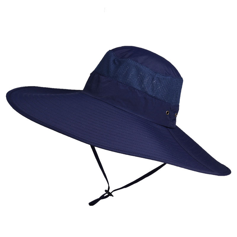 Sombrero de pescador de ala ancha y grande para hombre y mujer, gorra de pescador de 15CM, resistente al agua, unicolor, para pescar, deportes, senderismo, gorros de Montañismo: Navy Blue
