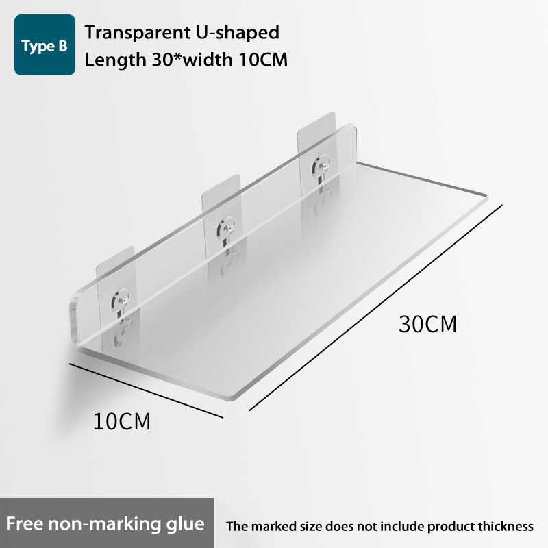 Wall-mounted Acrylic Storage Rack Removable Bathroom Shower Organizer Kitchen & Wardrobe Accessories Self-Adhesive Storage Shelf