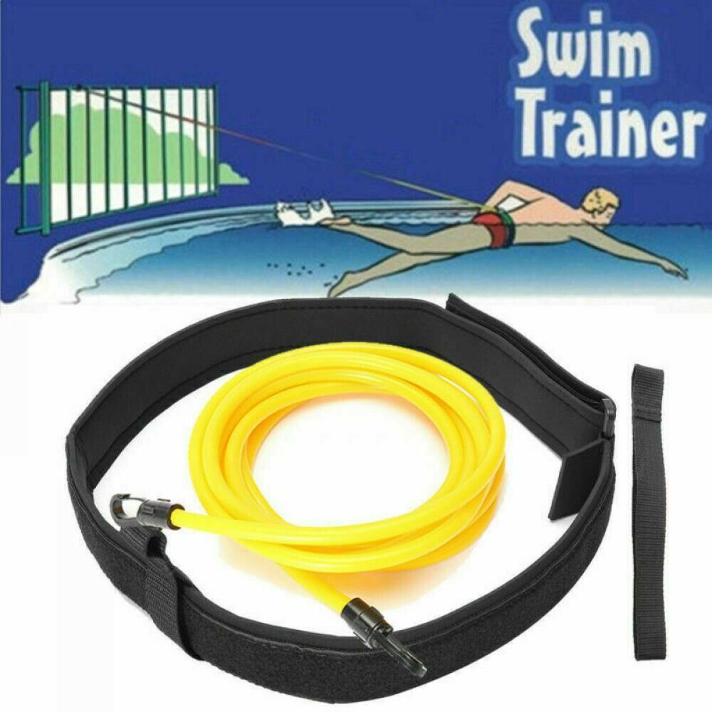 Adjustable Swim Training Resistance Belt Adult Kids Swimming Bungee Exerciser Leash Mesh Pocket Safety Swimming Pool Accessories