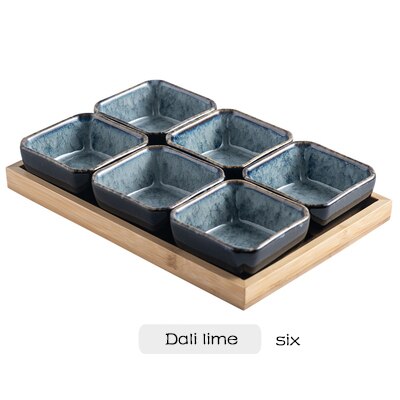 ceramic grid fruit plate snack plate serving platter Japanese small dish with tray Home desktop dried fruit snack tray: M