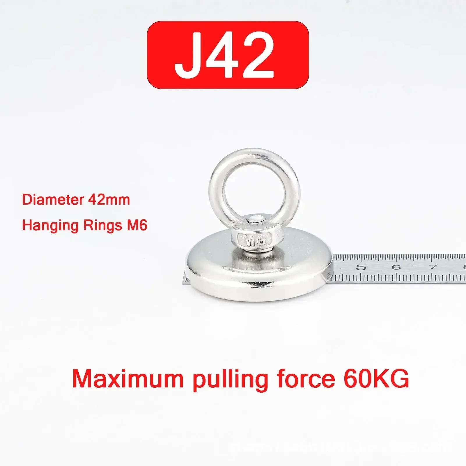 Super Strong Neodymium Magnets N52 Iman Ima Magnetic Fishing Magneat with Countersunk Hole Eyebolt for Salvage Fishing Magnet: grey