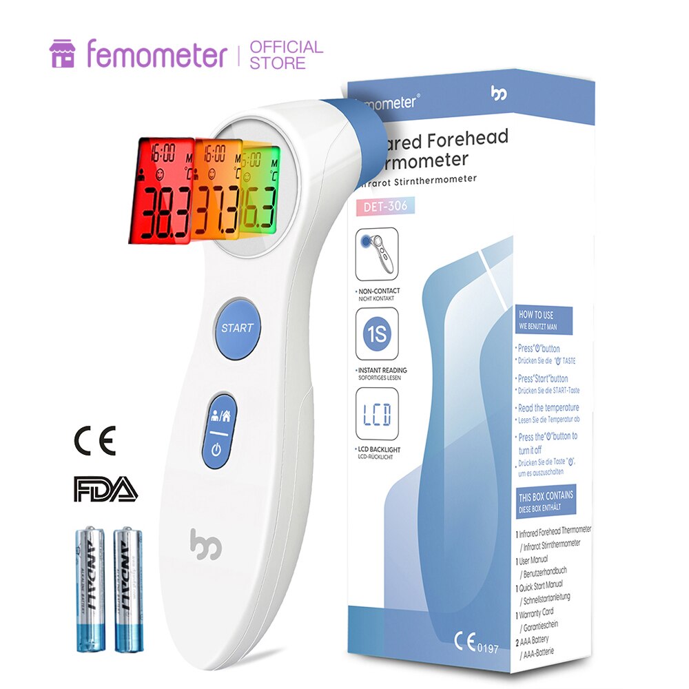 Femometer Non Contact Infrared Thermometer Digital Thermometer Fever Indicator Portable Termometro for Adult and Kids